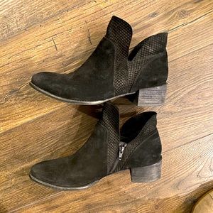 Black leather booties